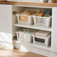 Panier de rangement blanc moderne, design respirant, organiseur de tiroir pour armoire, cuisine et salle de bain