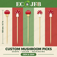 Tusuk Sate Jamur Bambu 4.7in untuk Charcuterie, Canape, Buah, Piring Sajian Katering, Kemasan Khusus, Pasokan Grosir B2B