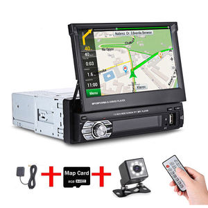 Radio de coche 1din autorradio navegación GPS pantalla táctil retráctil FM USB SD + 8 IR cámara de visión trasera BT estéreo 7 "DC 12V <span class=keywords><strong>Abarth</strong></span> - Product Image 1