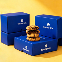 Boîtes à pâtisserie personnalisées en gros, boîtes à gâteaux bleus, boîtes d'emballage pour biscuits, boîte à biscuits bleue de Noël avec logo pour les petites entreprises