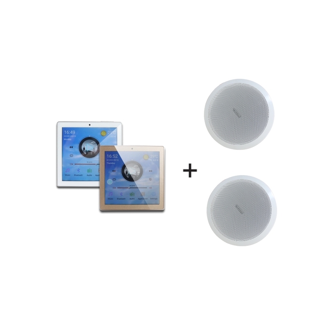 Android WIFI 2 CH Mini 25W Bluetooth Home Audio Background Music System Wall Mount Amplifier BT 2PCS 6'' Ceiling Speaker
