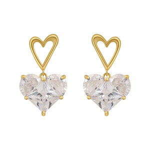 Orecchini a perno a cuore cavo da donna, gioielli per le orecchie alla moda, dolci e carini - Product Image 6