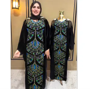 Luxury Abaya Diamond Dubai Boubou Muslim Fashion Dress African Caftan Marocain Wedding Party Occasion Dress Moroccan Kaftan