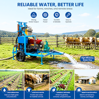 Petite machine de forage de puits d'eau agricole de 200 m, 35 CV, diesel, remorquable, hydraulique, rotative, avec garantie d'un an