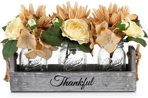 Handmade Table Decoration Mason Jar Wood Box <strong>Centerpiece</strong> for Farmhouse Kitchen and <strong>Rustic</strong> <strong>Wedding</strong> Decor - Product Image 3
