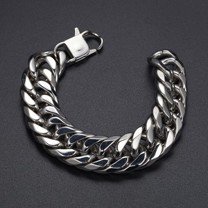 Pulsera de Cadena Franco de Acero Inoxidable Plateado de Múltiples Anchos 11/13/16/19/21mm, Brazalete Unisex Estilo Hip Hop, Joyería Urbana Europea - Product Image 2