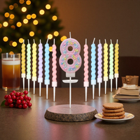 Makronen-Spiral-Geburtstagskerzen Glitzer-Zahlenkerzen-Set Gedrehte Kuchenkerzen für Geburtstagsfeiern