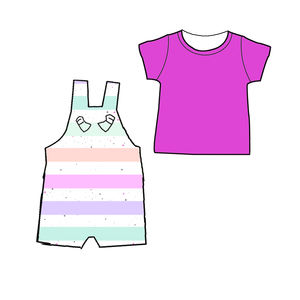 Conjunto de Ropa para Niñas con Rayas Personalizadas, Estilo Casual de Verano OEM para Niños, Patrón Sólido, Traje Femenino para Bebés - Product Image 2