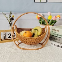 Panier berceau démontable en rotin PP tressé artisanal, écologique et peu encombrant, avec poignée de transport, pour la décoration de table basse ou de fruits