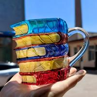 Mug en verre unique en forme de livre 3D, motif de livre en relief multicolore, tasse en verre fantaisie, décoration originale, mug à café ou à thé pour cadeau
