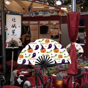 Éventail pliant élégant de 33 cm pour cadeau de festival, artisanal en plastique et tissu nylon, grande taille, artisanat chinois/japonais en bambou - Product Image 5