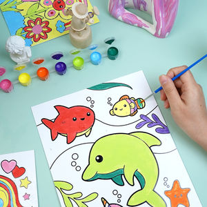 Kit de pintura de tablero de papel preimpreso divertido a granel 6 colores 3 piezas imagen por números Kit de pintura juguete - Product Image 1