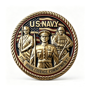 Moneda Conmemorativa Personalizada de la Marina de los Estados Unidos y el USMC, de Doble Cara, en Aleación de Zinc 3D, Color Oro Antiguo, Coleccionable, para el Año Nuevo Chino o Graduación - Product Image 2