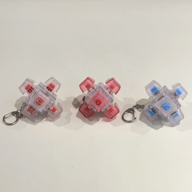 Wholesale Custom Logo Mechanical LED Light Keyboard Keychain Keycap Relieve Stress Switches Fidget Click Key Ring Decompression