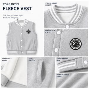 Nouveau Gilet Polaire Garçon 2026 – Veste <span class=keywords><strong>Sans</strong></span> <span class=keywords><strong>Manches</strong></span> Boutonnée Simple pour Enfants – Vêtement d'Extérieur Décontracté et Chaud pour l'Hiver – Couche Douce pour Superposer - Product Image 4