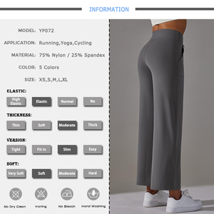 Pantalones Deportivos Personalizados <span class=keywords><strong>Venka</strong></span> para Mujer, Suaves, de Cintura Alta, con Cordón Ajustable, Diseño de Pierna Ancha, con Bolsillos, para Fitness, Entrenamiento, Yoga, Holgados - Product Image 2