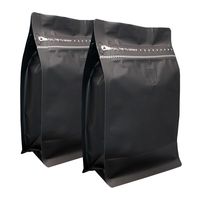 Sacs à café à fond plat de 250g et 500g en gros avec valve, sacs d'emballage de café biodégradables à fermeture éclair, emballage de sacs à café noir mat