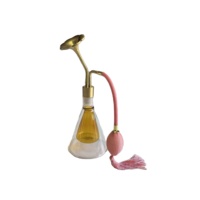 Flacon diffuseur de parfum de luxe en verre avec pompe à pompon doré, testeur de parfum en laiton en forme de fleur, pour présentation olfactive