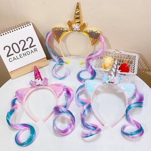 Accessoires de fête d'anniversaire, <span class=keywords><strong>serre</strong></span>-tête en forme de fleur de sirène, étoile, paillettes, corne de <span class=keywords><strong>licorne</strong></span> pour filles et adultes - Product Image 5