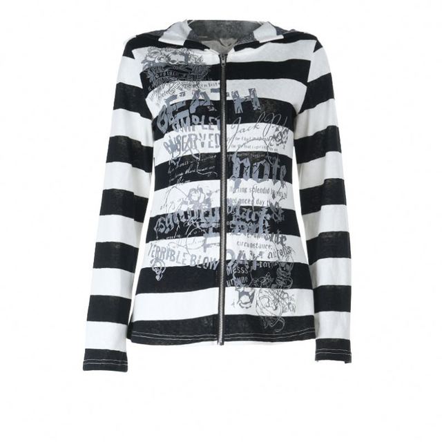 Gothic Coat Autumn New Style Fashion Striped Coat Versatile Loose Casual Patchwork Top for Women