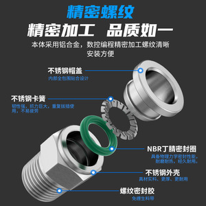 Dde Dade Pneumatics 304 Stainless Steel <b>Quick</b> <b>Connector</b> Threaded Male Straight Through Pneumatic Fitting PC8 10 - Product Image 3