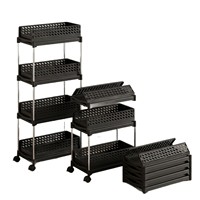 Étagères en plastique multi-niveaux, chariot de rangement pliable avec roues, écologique, cuisine, salon, centre commercial, collations, légumes, fruits