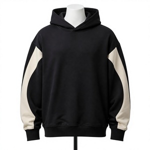 Maßgefertigter Übergroßer Zweifarbiger Gebogener Fleece-Pullover Atmungsaktiver Herbst-Herren-Streetwear Schwergewichtiger Drop-Shoulder Pullover - Product Image 1
