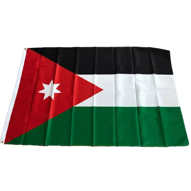 90X150CM 100D Polyester Printed Jordanian Flag Red White Black Green Flag Banner