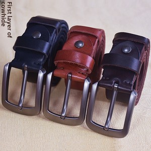 Sabuk Kulit Sapi Asli Vintage untuk Pria - Tali Pinggang Model Kasual Kokoh dengan Gesper Pin Buatan Tangan - Product Image 4