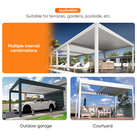 Pergola de luxe en aluminium à lames réglables personnalisées, motorisée, télécommandée, rétractable, pliable, résistante à la neige, imperméable, avec LED