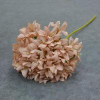 Bunga Hydrangea Sutra Buatan Warna Pink Terang Ukuran Besar E-375 Grosir dengan Daun untuk Acara Wisuda Tangkai Tunggal