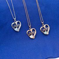 Pendentif Cœur en Cuivre et Opale pour Maman, Breloque Cœur en Strass, Bijou Argenté, Cadeau pour Mère, Collier