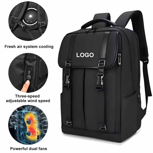 Custom Outdoor Cooling Anti Theft Men Multifunction Fan Backpacks Travel Business 15.6 Heat Dissipation Laptop Bags Backpack USB