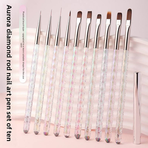 Aurora Diamond Shaped 10 Pack Acrylic Handle Nail Brush <b>Set</b> Precise <b>Crimped</b> Nylon Bristle Gel Construction Tool for Salon - Product Image 5