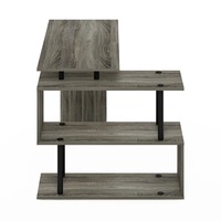 Bureau d'ordinateur en L gris moderne et minimaliste, en kit, directement de l'usine, avec étagère ouverte pour bureau à domicile