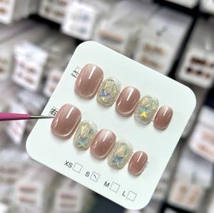 RTS lujo Bling <span class=keywords><strong>piedras</strong></span> prensa en las <span class=keywords><strong>uñas</strong></span> hecho a mano medio cuadrado ataúd francés falso acrílico salón de <span class=keywords><strong>uñas</strong></span> Artificial prensa en las <span class=keywords><strong>uñas</strong></span> - Product Image 4