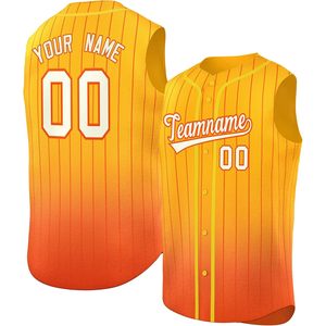 Custom Sleeveless <b>Baseball</b> Jersey Vest Personalized Name Number Gradient Stripe Unisex Breathable Sport Shirt - Product Image 1