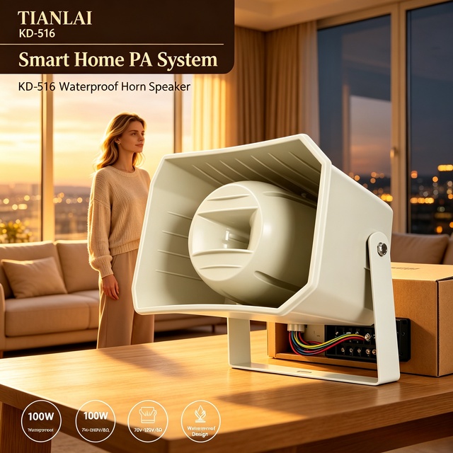 KD-516 100W Waterproof Horn Speaker 70V-110V 8Ohm Constant Pressure Public Address Outdoor Loudspeaker