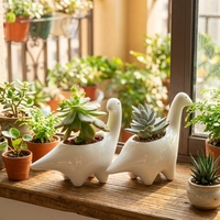 Pot à succulentes en céramique en forme de petit dinosaure de dessin animé, respirant, durable, résistant à la corrosion, solide, pour la décoration de la maison et du bureau