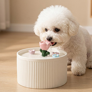 Distributeur d'eau en céramique pour chiens et chats, distributeur d'eau rond détachable à température constante pour animaux de compagnie - Product Image 1