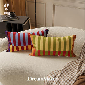 DreamMaker Retro <b>Striped</b> Throw Pillow Oblong Washable PP Cotton <b>Cushion</b> For Sofa Bed Living Room Decorative Pillowcase - Product Image 5
