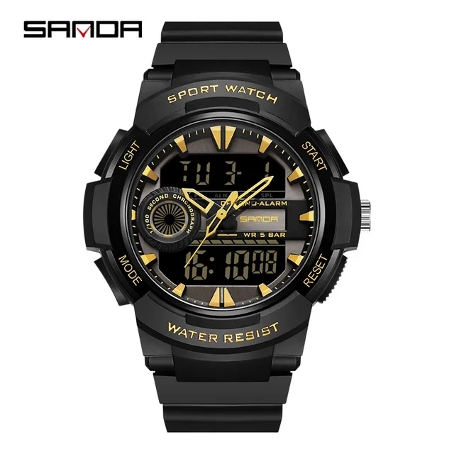 Sanda 6082 Digital Intelligent Electronic Watch Sport Sport Led Plastic Case Waterproof Wrist Watch Sport Stop Watch