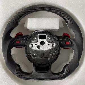 Volante Deportivo Personalizado de Fibra de Carbono para <span class=keywords><strong>Audi</strong></span> <span class=keywords><strong>RS3</strong></span> RS4 RS5 B8 TT TTS TTRS R8 V8 <span class=keywords><strong>V10</strong></span> A6 A3 A5, Volante de Coche de Gamuza - Product Image 1
