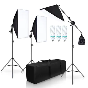 전문 사진 스튜디오 Softbox 조명 연속 조명 키트 액세서리 장비 3Pcs 소프트 박스, LED Blub, 삼각대 스탠드