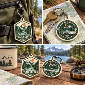 Porte-clés personnalisés en PVC souple pour l'extérieur, porte-clés en caoutchouc avec boussole de montagne pour le camping, souvenirs, cadeaux, fabrication OEM ODM - Product Image 3