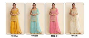 Nouveau déjeuner fausse georgette avec broderie séquence travail Sharara Salwar costume pour les femmes de fournisseur indien - Product Image 3