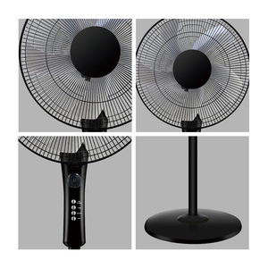 Ventilateur sur pied électrique en plastique certifié CB CE, 16 pouces, noir, moderne, avec télécommande, hauteur réglable, pour usage domestique et extérieur - Product Image 4
