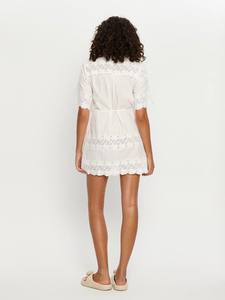 Mini robe blanche élégante Boho avec décolleté découpé <span class=keywords><strong>à</strong></span> imprimé floral <span class=keywords><strong>et</strong></span> jupe plissée <span class=keywords><strong>à</strong></span> la taille <span class=keywords><strong>à</strong></span> lacets pour robe de soirée en lin - Product Image 3