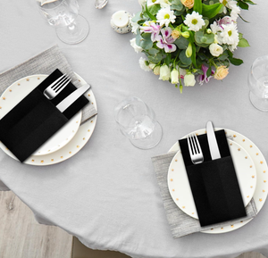 Салфетки бумажные для ресторанов, черные, 40*40 см, 55 г/м², из первичной древесной целлюлозы, экологичные, толстые, 1-слойные, с индивидуальным логотипом, предварительно сложенные, в пакете - Product Image 6