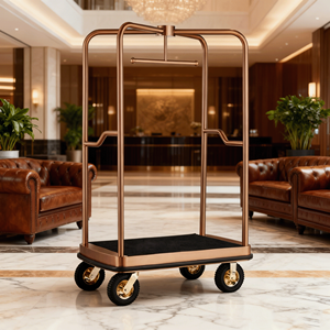 Carrello Portabagagli Moderno per Hotel Personalizzabile a 4 Ruote Multifunzionale per Lobby e Concierge - Product Image 3